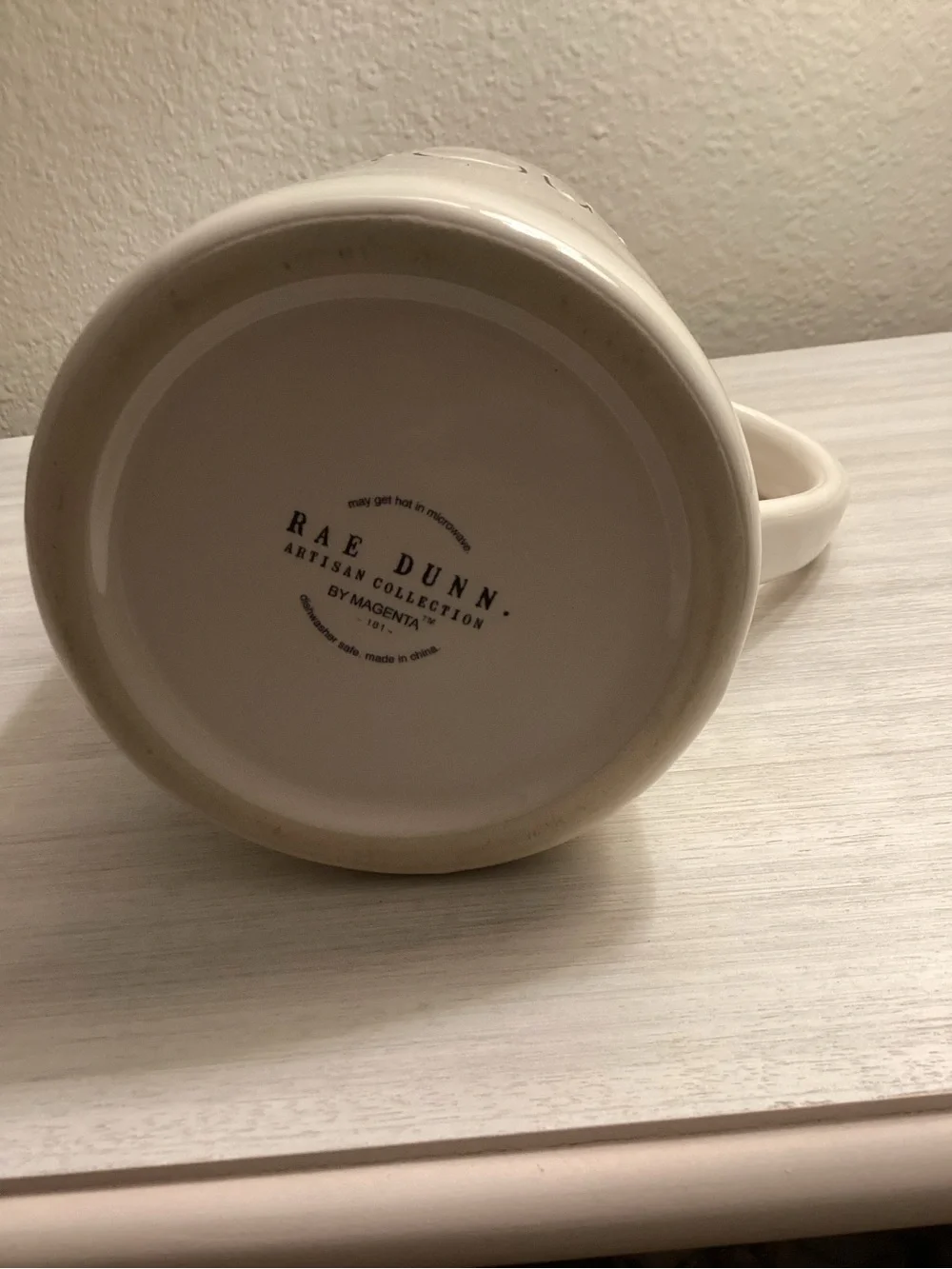 RAE DUNN “Pour” Pitcher Ivory Ceramic Farmhouse Artisan Collection  8 1/2 - IEC